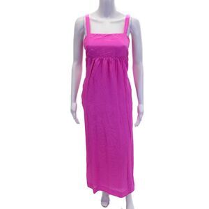 Pure DKNY Womens Silk High Waist Sleeveless A Line Sun Dress Neon Pink Size 0